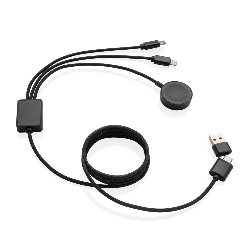 Cable de carga personalizado Terra RCS rPET 6 en 1 con cargador de reloj - Tecnología - Regalo Promocional Personalizado - vista alternativa