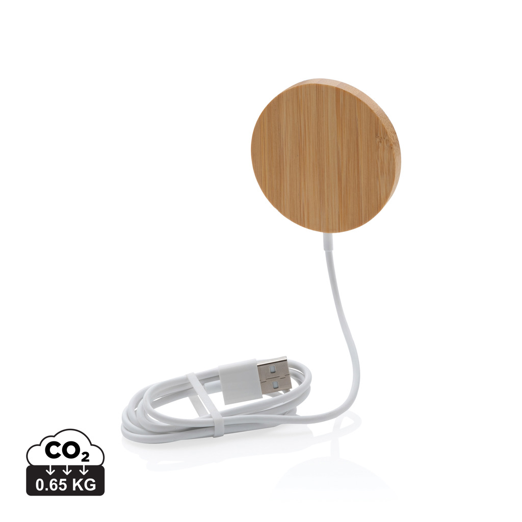 Cargador inalámbrico magnético de bambú de 10W - Tecnología - Regalo Promocional Personalizado