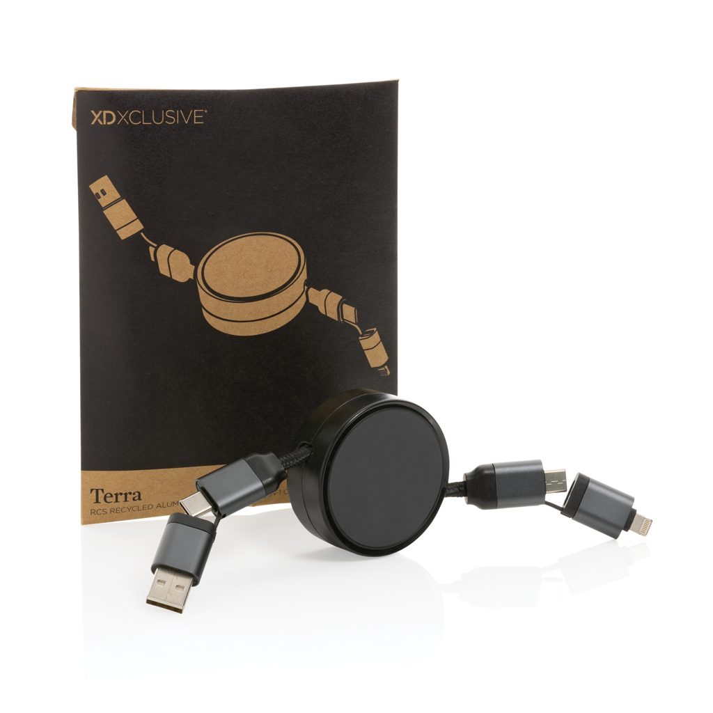 Cable retractil personalizado Terra RCS 6 en 1 de aluminio reciclado - Tecnología - Regalo Promocional Personalizado - imagen 3