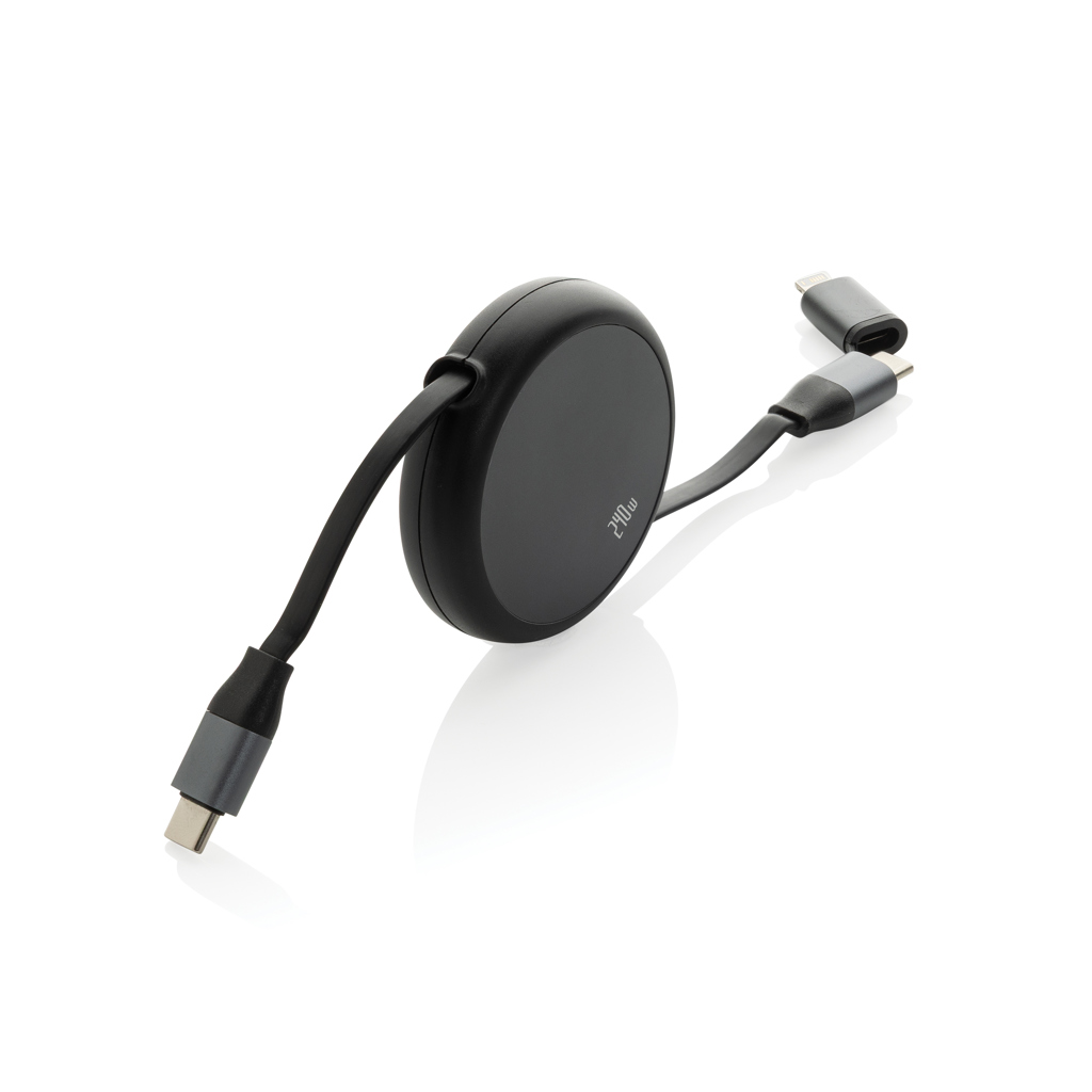 Cable retráctil 2 en 1 aluminio reciclado Terra RCS  240W - Tecnología - Regalo Promocional Personalizado - vista alternativa