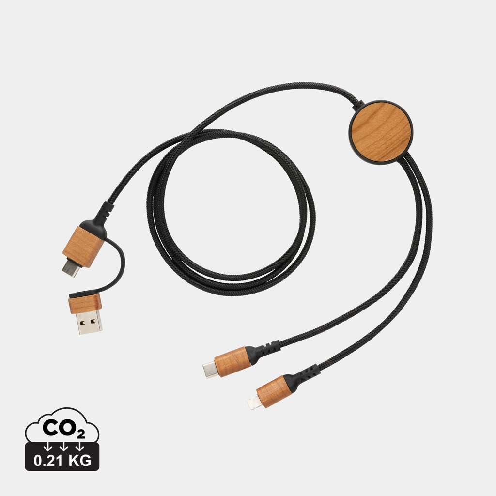Cable personalizado Ohio 6 en 1 de plástico reciclado certificado RCS - Tecnología - Regalo Promocional Personalizado