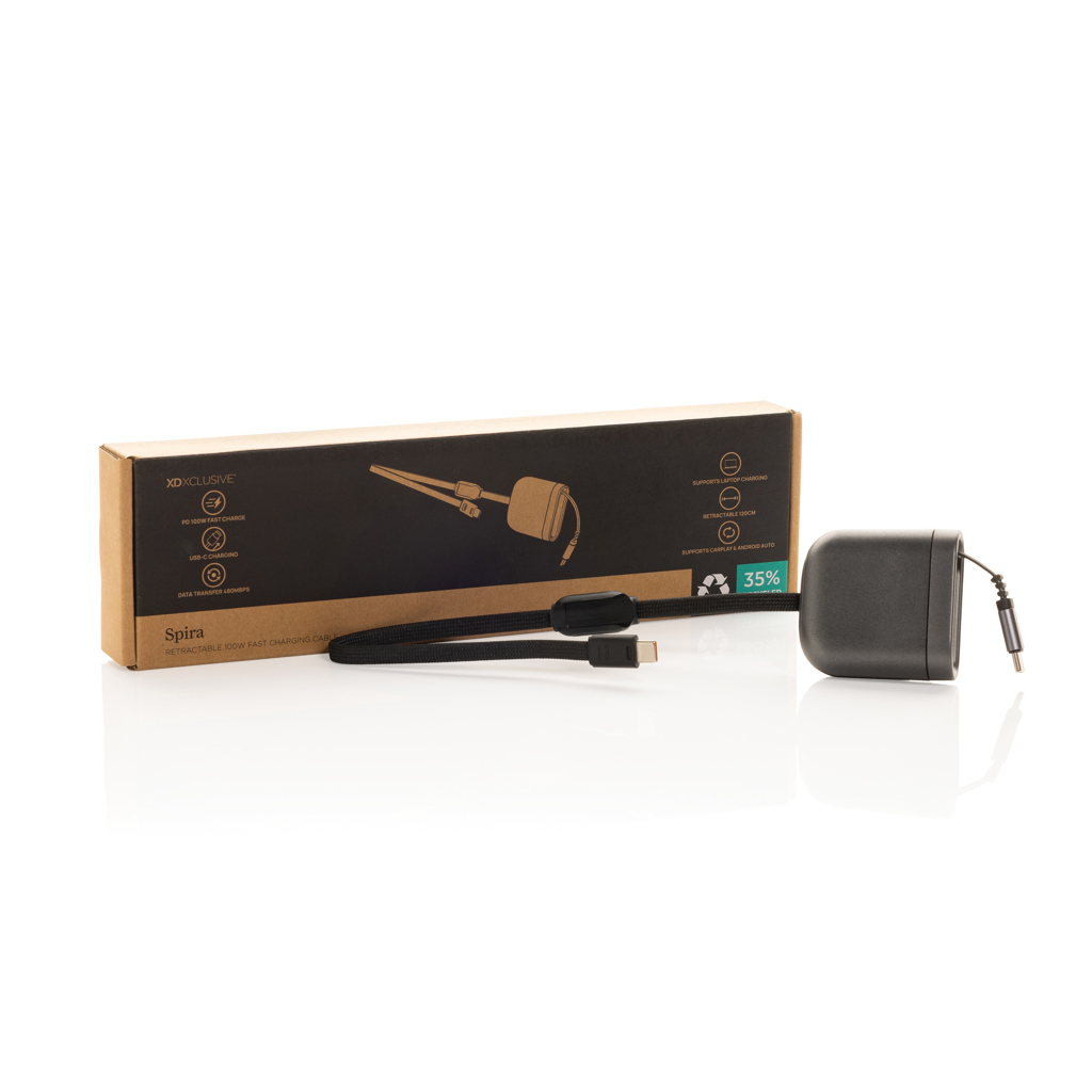 Cable de carga rápida 100W retráctil reciclado Spira RCS - Tecnología - Regalo Promocional Personalizado - imagen 9