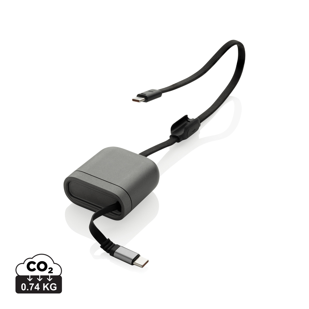 Cable de carga rápida 100W retráctil reciclado Spira RCS - Tecnología - Regalo Promocional Personalizado