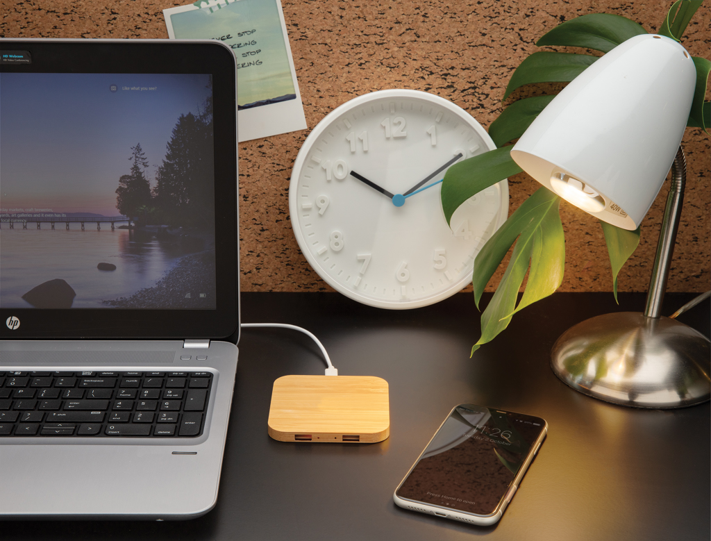Cargador inalámbrico 5W de bambú con USB - Tecnología - Regalo Promocional Personalizado - imagen 6