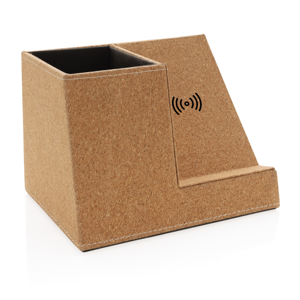Portalápices de corcho y cargador inalámbrico 5W - Tecnología - Regalo Promocional Personalizado - imagen 2