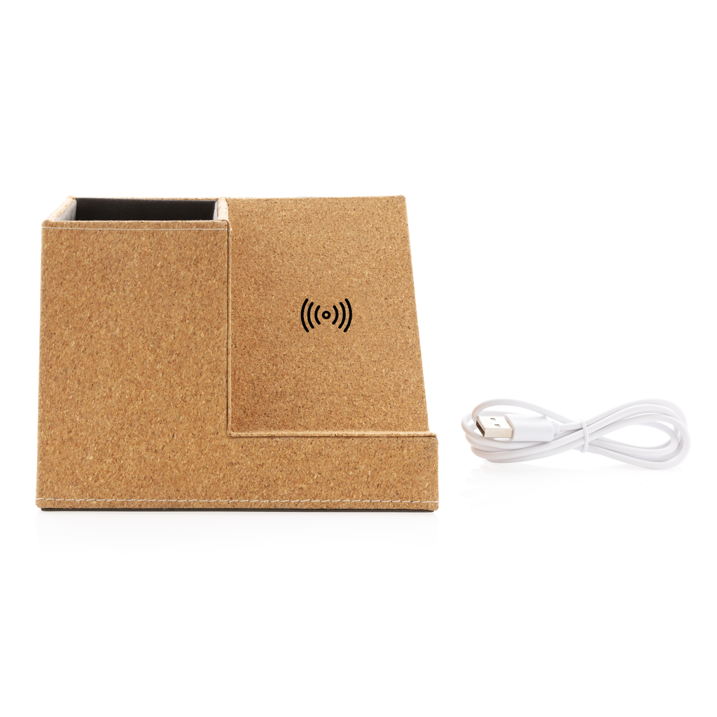 Portalápices de corcho y cargador inalámbrico 5W - Tecnología - Regalo Promocional Personalizado - imagen 4