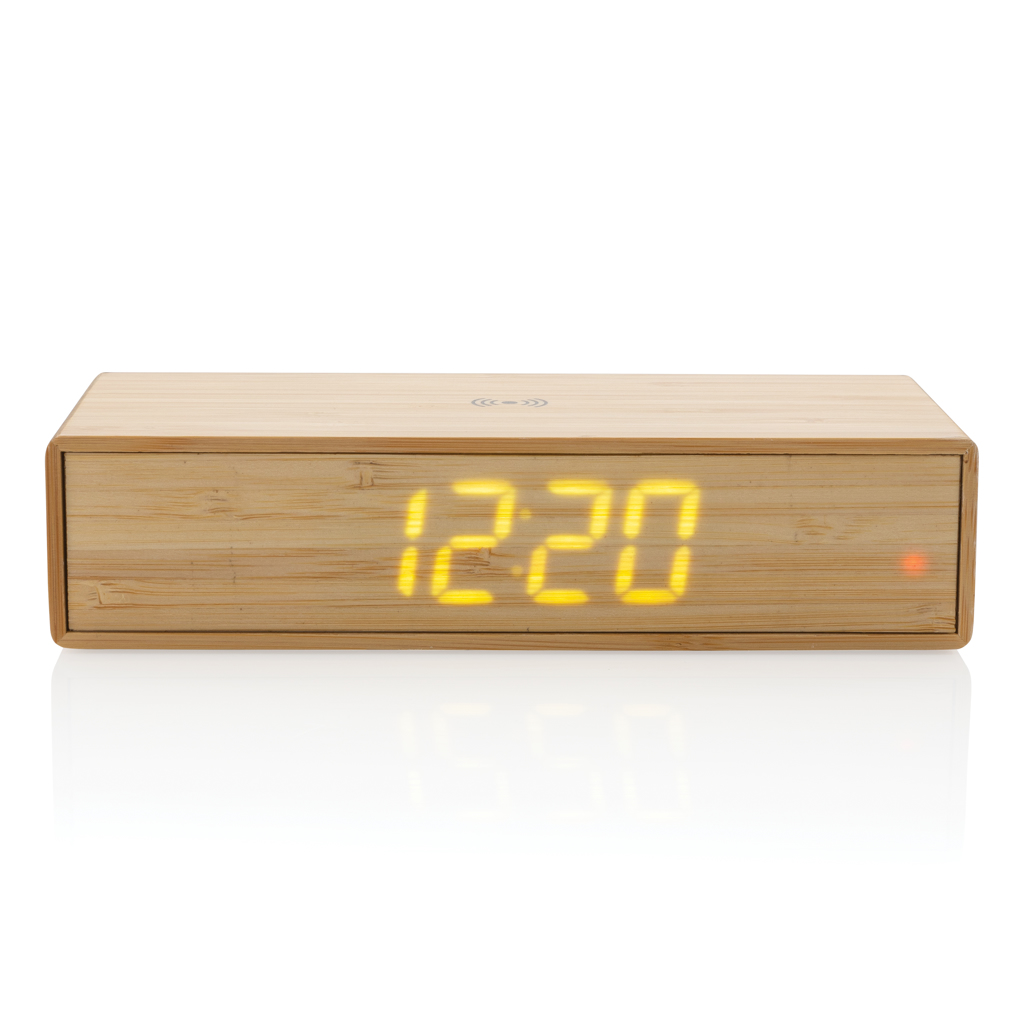 Despertador con cargador inalámbrico personalizado de bambú de 5W - Tecnología - Regalo Promocional Personalizado - imagen 4