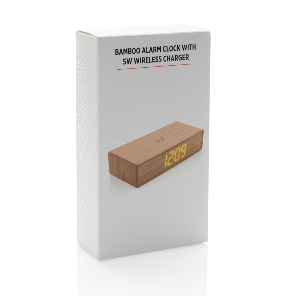 Despertador con cargador inalámbrico personalizado de bambú de 5W - Tecnología - Regalo Promocional Personalizado - imagen 11