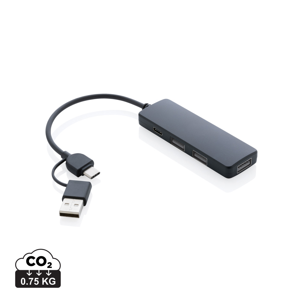 Puerto USB RCS de plástico reciclado con doble entrada - Tecnología - Regalo Promocional Personalizado