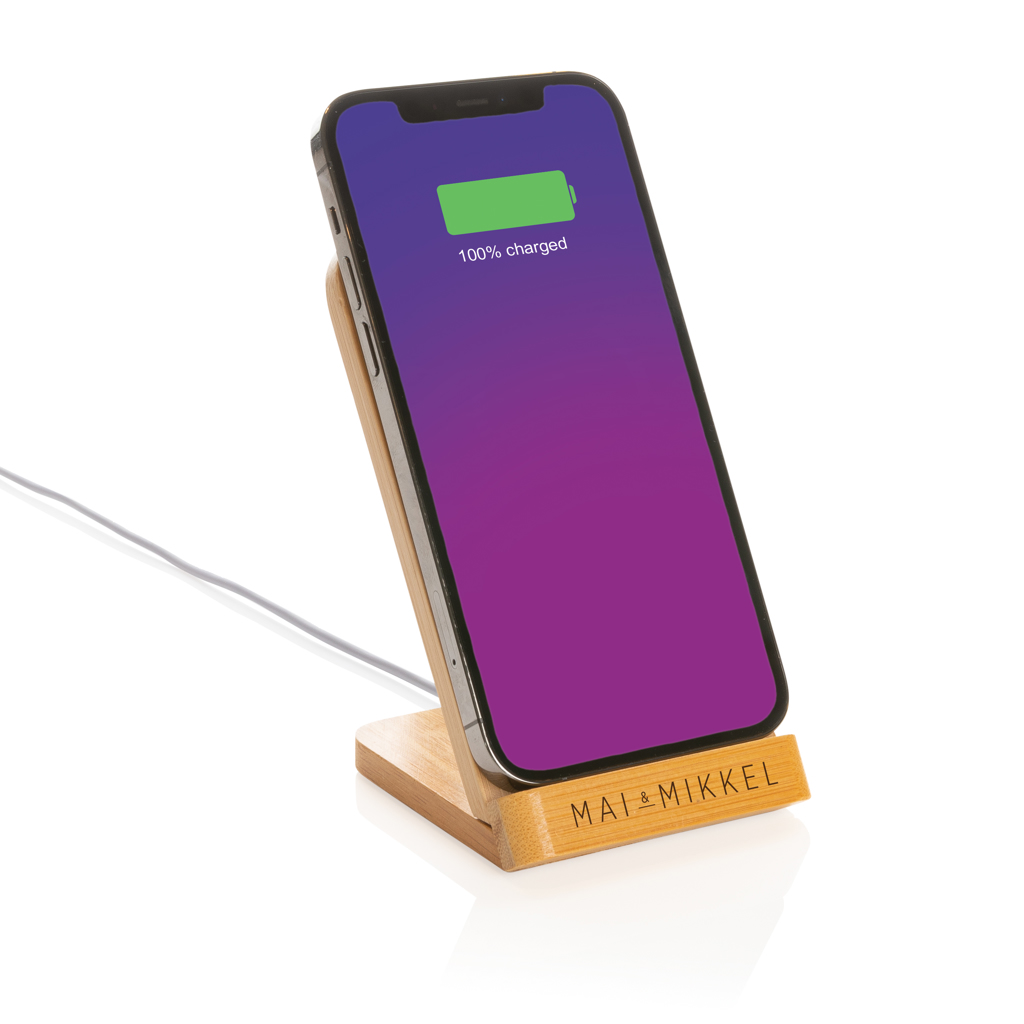 Soporte de carga inalámbric personalizado  de bambú de 5W - Tecnología - Regalo Promocional Personalizado - imagen 6