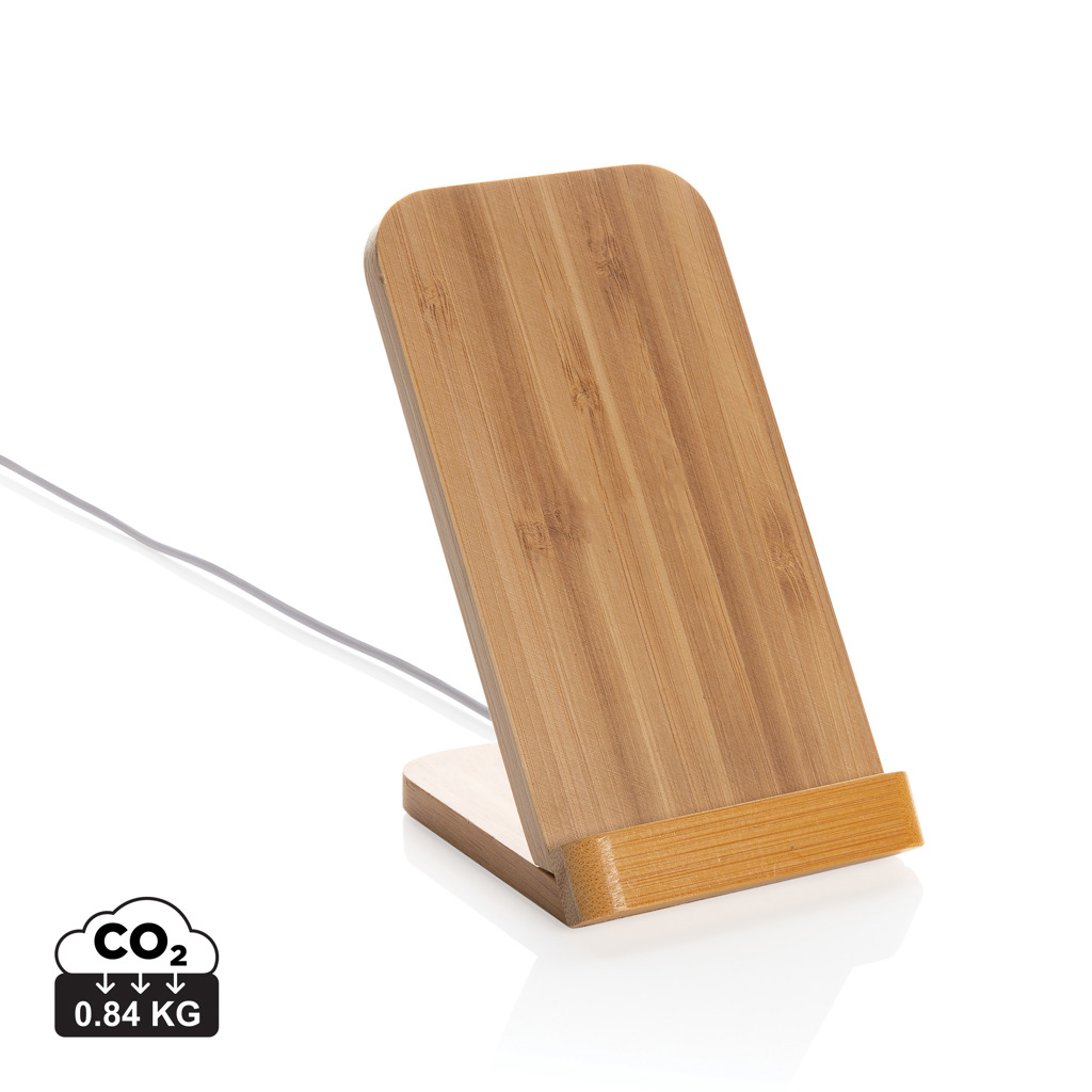 Soporte de carga inalámbric personalizado  de bambú de 5W - Tecnología - Regalo Promocional Personalizado