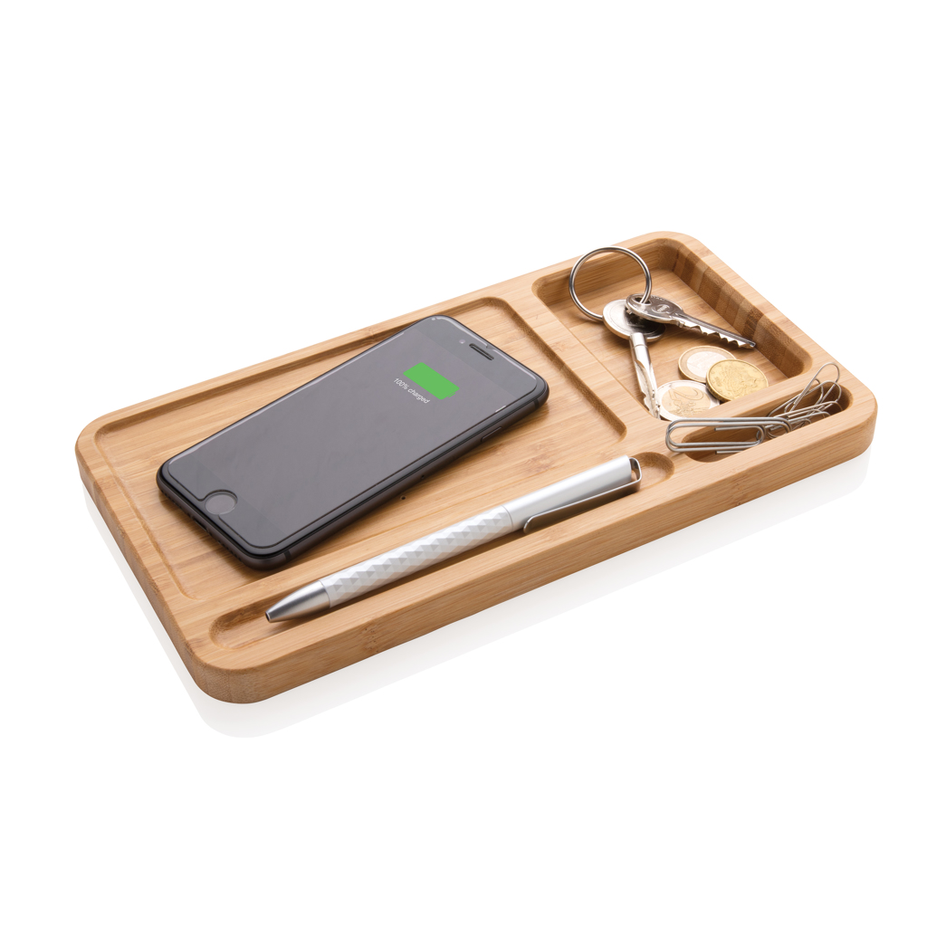Organizador de escritorio personalizado y cargador de bambú de 10W - Otros accesorios oficina - Regalo Promocional Personalizado - imagen 3