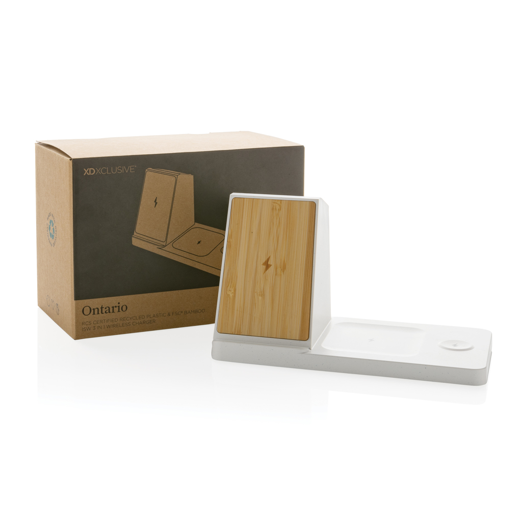 Cargador Ontario RCS plástico reciclado/bambú 15W 3 en 1 - Tecnología - Regalo Promocional Personalizado - imagen 11