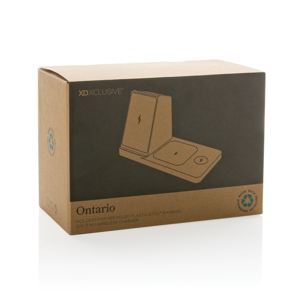 Cargador Ontario RCS plástico reciclado/bambú 15W 3 en 1 - Tecnología - Regalo Promocional Personalizado - imagen 12