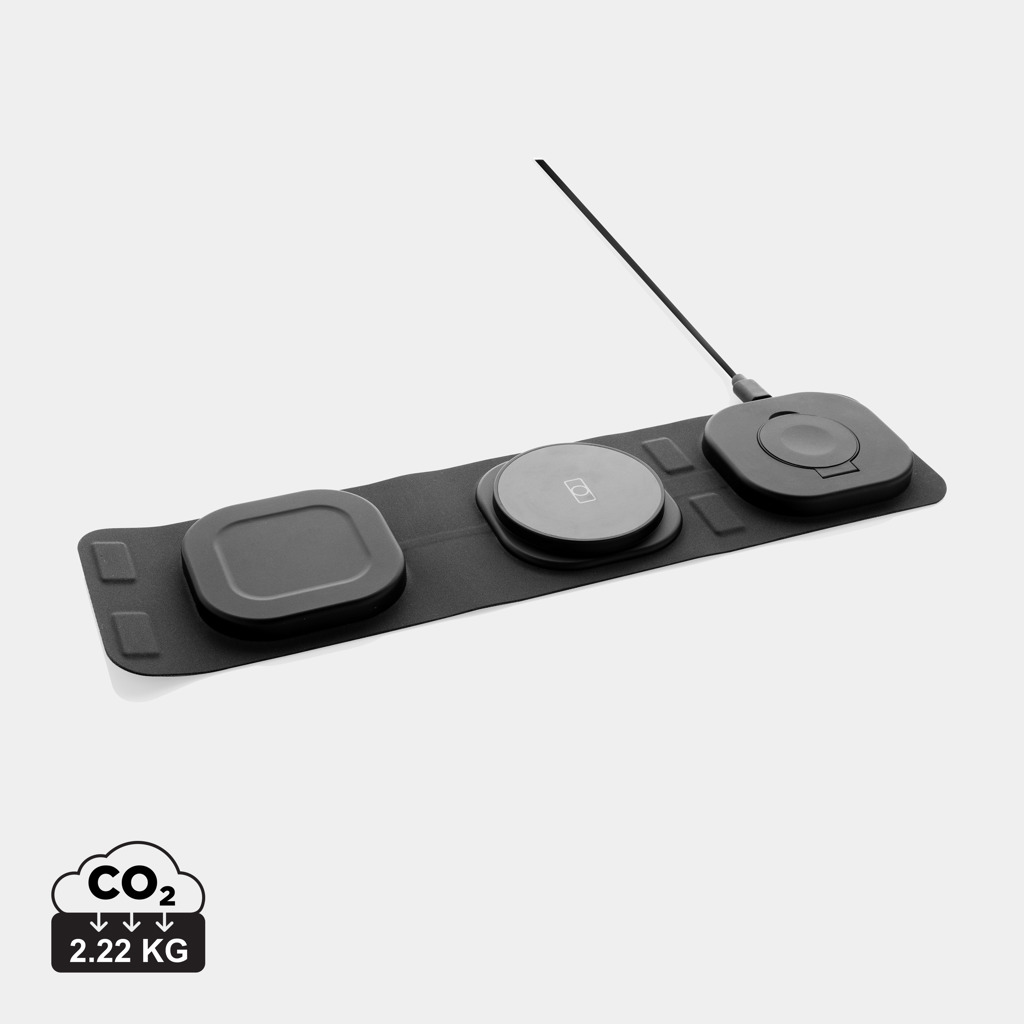 Cargador viaje inalámbrico Swiss Peak RCS rplastic 3 en 1 - Tecnología - Regalo Promocional Personalizado