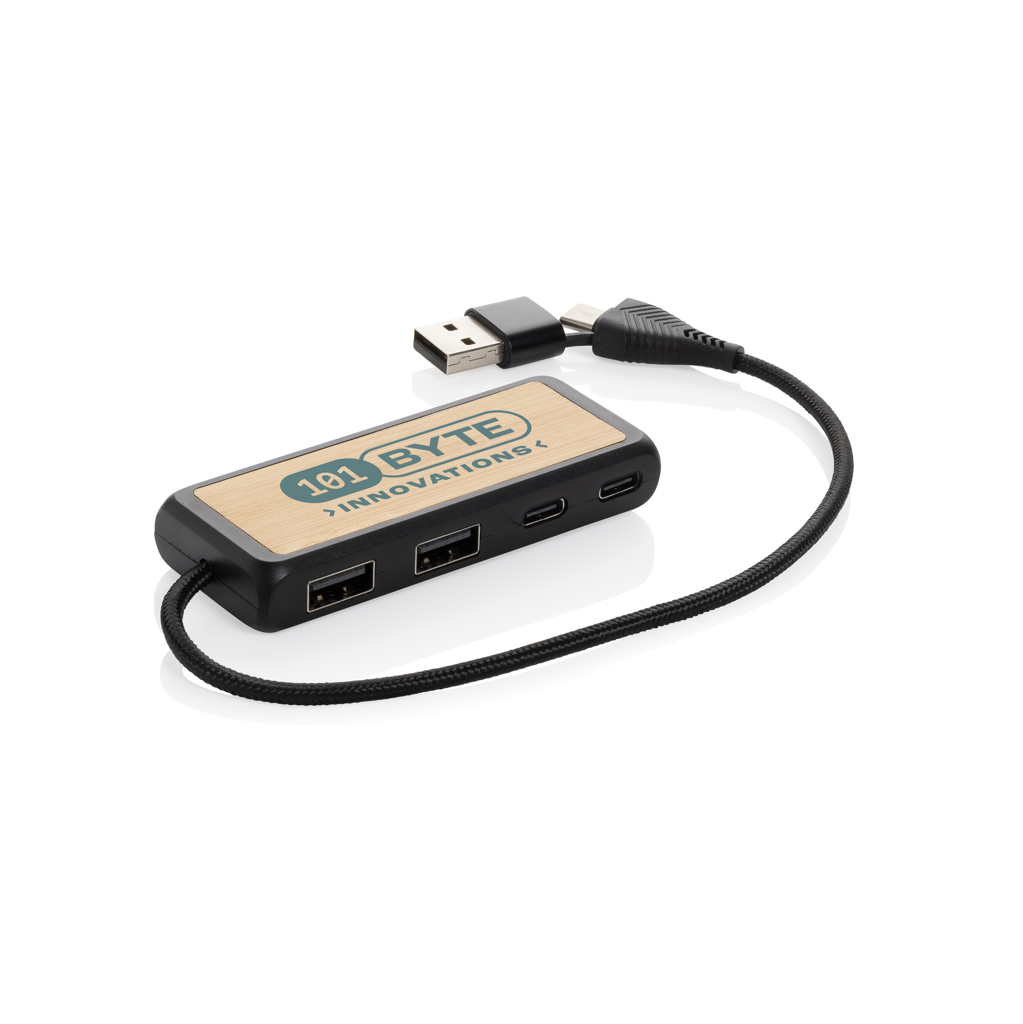Hub personalizado USB Link RCS doble entrada de bambú y plástico reciclado - Tecnología - Regalo Promocional Personalizado - imagen 5