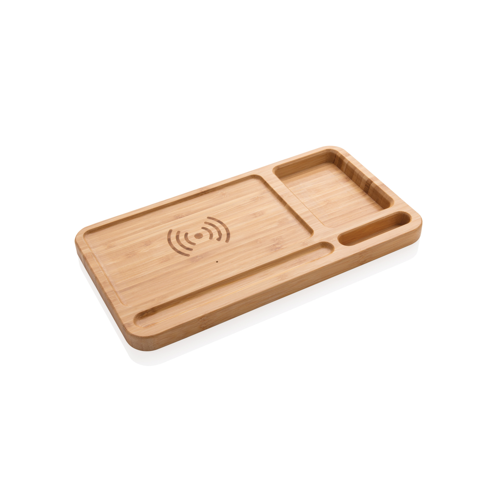 Organizador escritorio inalámbrico 5W de bambú - Tecnología - Regalo Promocional Personalizado - imagen 2