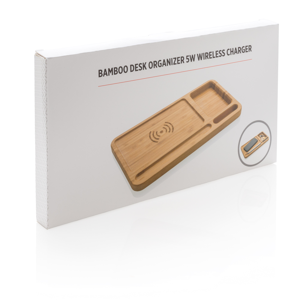 Organizador escritorio inalámbrico 5W de bambú - Tecnología - Regalo Promocional Personalizado - imagen 5