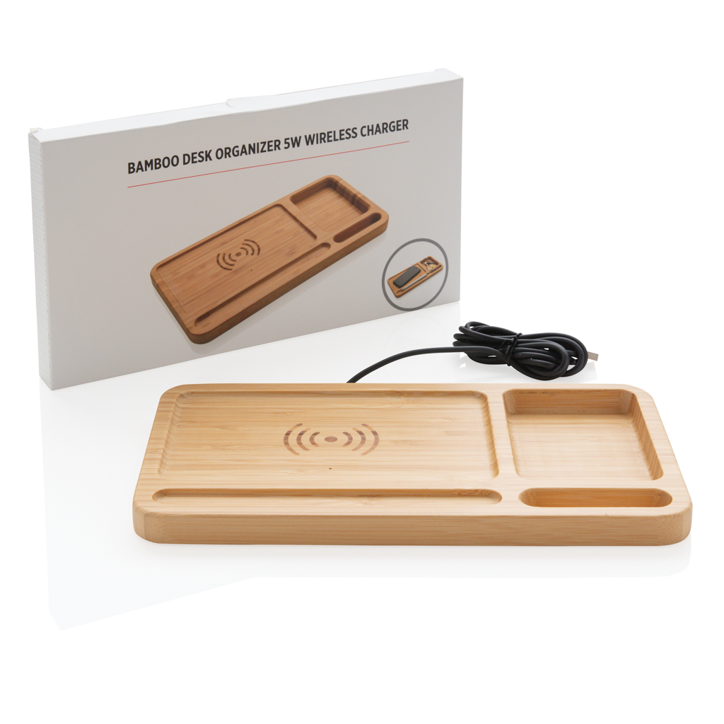 Organizador escritorio inalámbrico 5W de bambú - Tecnología - Regalo Promocional Personalizado - imagen 10