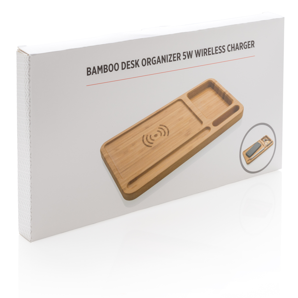 Organizador escritorio inalámbrico 5W de bambú - Tecnología - Regalo Promocional Personalizado - imagen 11