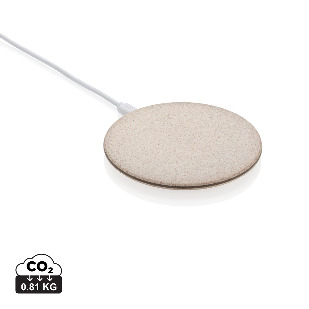 Cargador inalámbrico 5W de paja de trigo - Tecnología - Regalo Promocional Personalizado