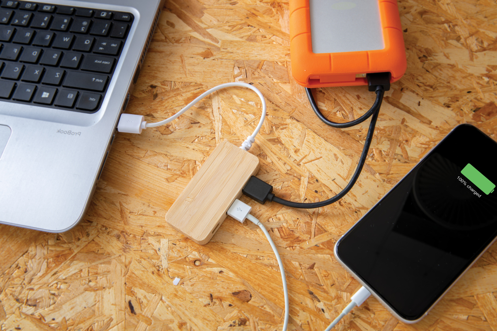 Hub de bambú con tipo C - Tecnología - Regalo Promocional Personalizado - imagen 5