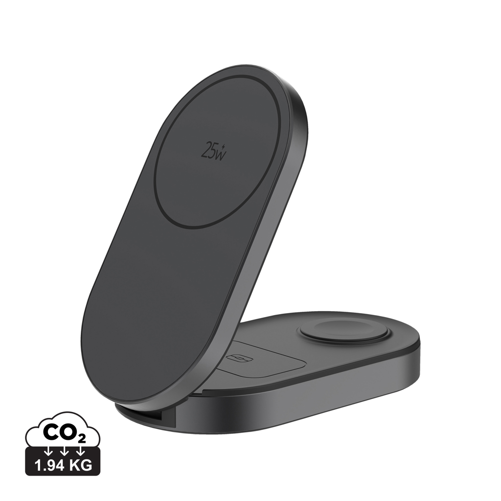 Cargador inalámbrico plegable Quantum ultrarrápido 3 en 1 - Tecnología - Regalo Promocional Personalizado