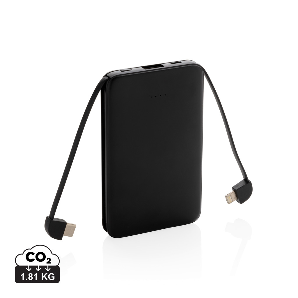 Powerbank personalizada de 5.000 mAh de bolsillo con cables integrados - Tecnología - Regalo Promocional Personalizado