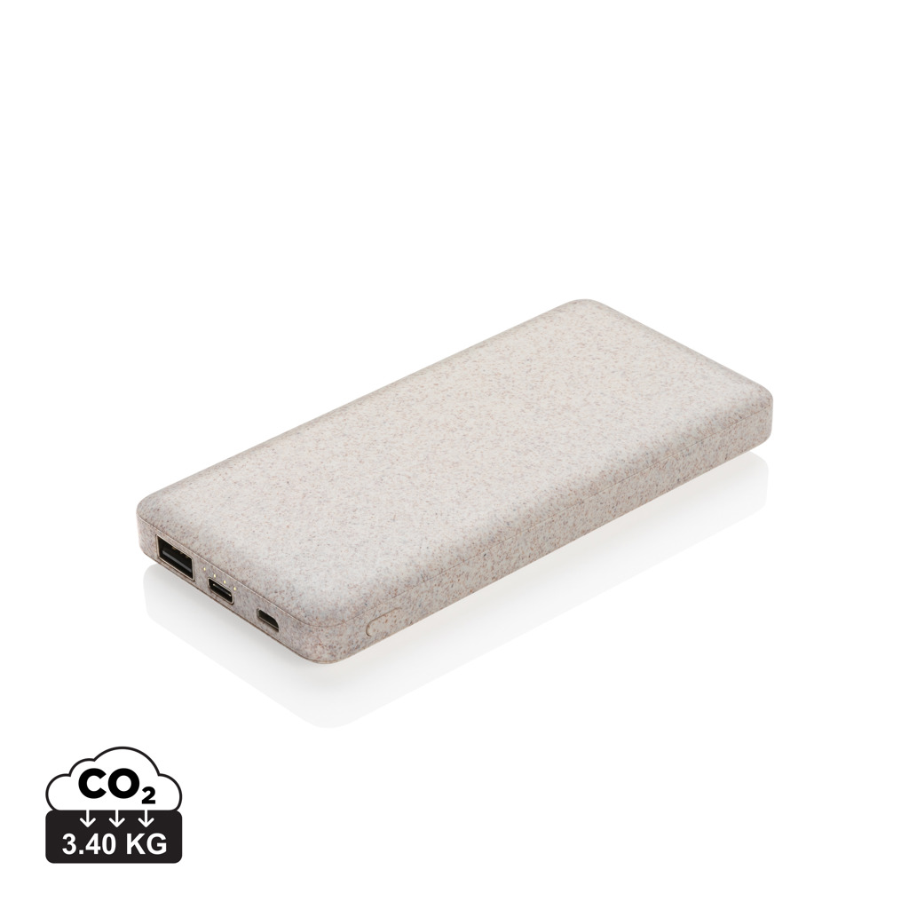 Powerbank personalizada de 10.000 mAh de paja de trigo - Tecnología - Regalo Promocional Personalizado