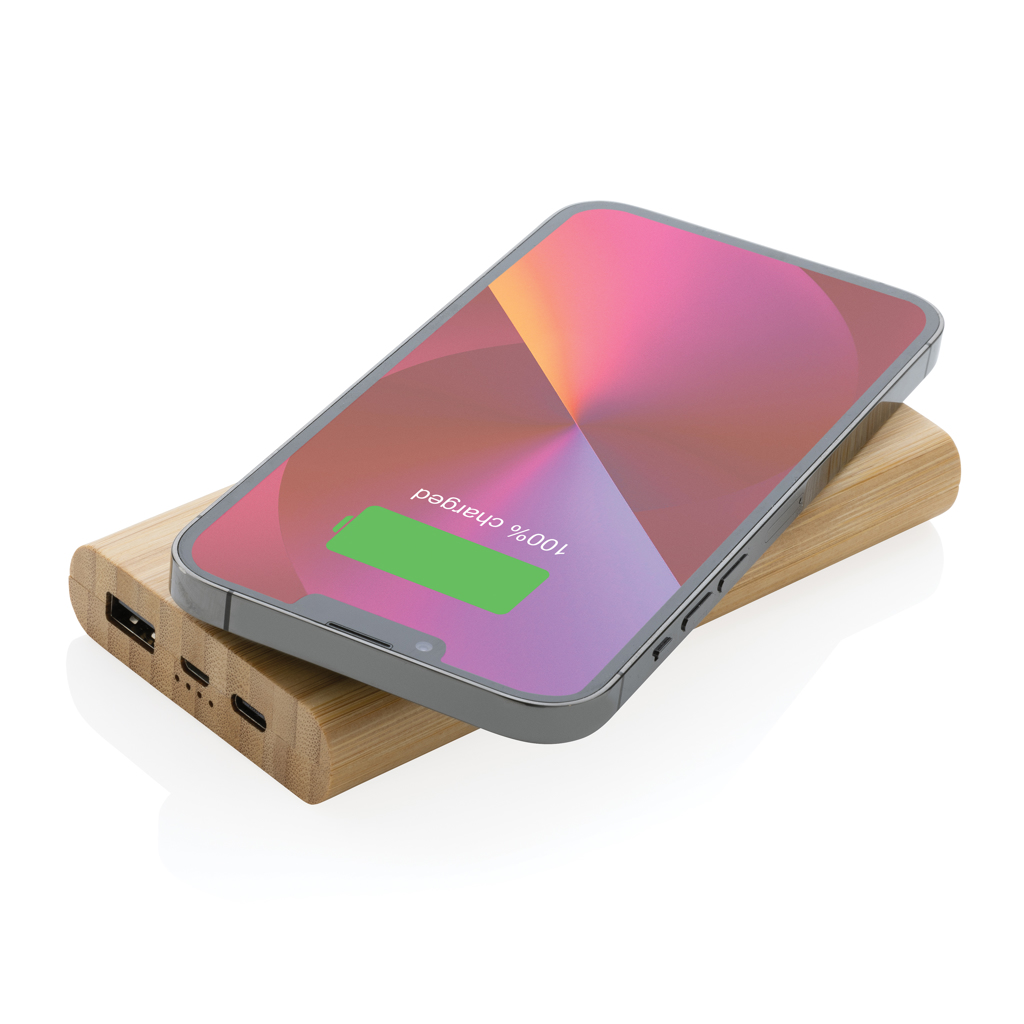 Powerbank inalámbrica personalizada de bambú FSC de 8.000 mAh de 5W - Tecnología - Regalo Promocional Personalizado - imagen 3