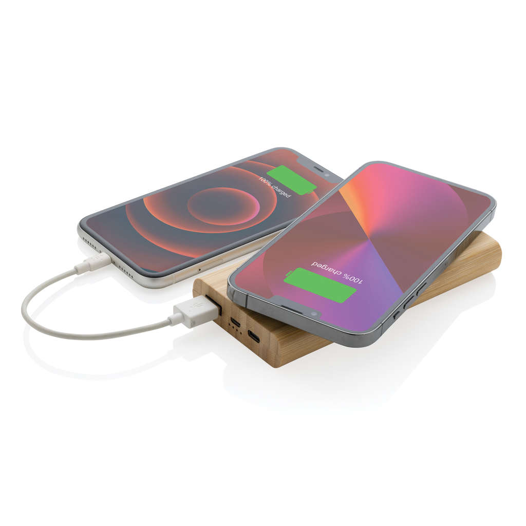 Powerbank inalámbrica personalizada de bambú FSC de 8.000 mAh de 5W - Tecnología - Regalo Promocional Personalizado - imagen 4