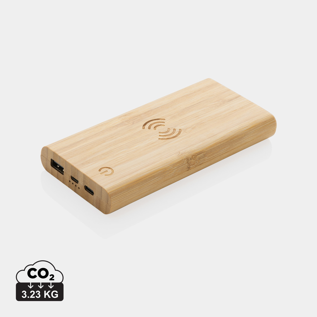 Powerbank inalámbrica personalizada de bambú FSC de 8.000 mAh de 5W - Tecnología - Regalo Promocional Personalizado