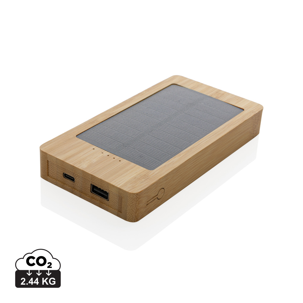Batería solar personalizada de bambú Sunwick de 10.000 mah - Tecnología - Regalo Promocional Personalizado