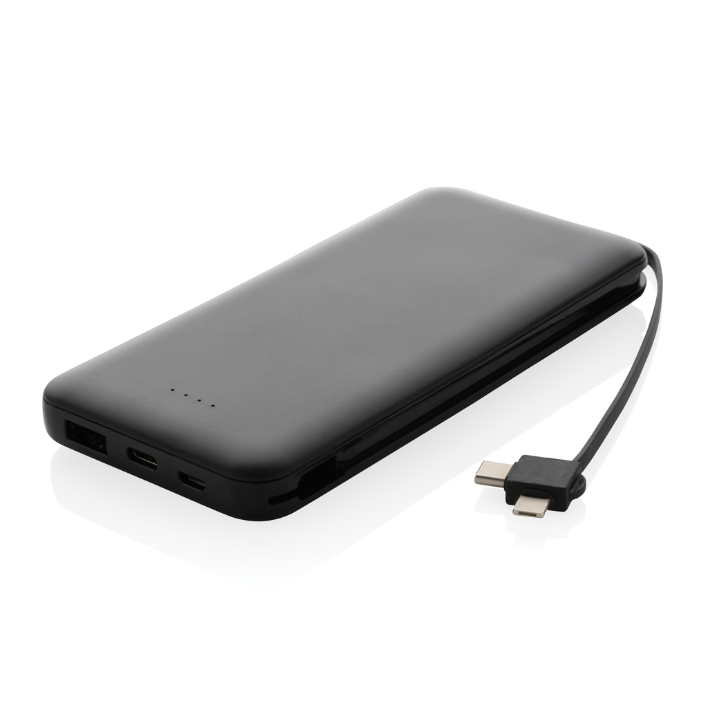 Powerbank personalizada RCS de plástico reciclado de 10.000 mAh con cable integrado - Tecnología - Regalo Promocional Personalizado - imagen 4