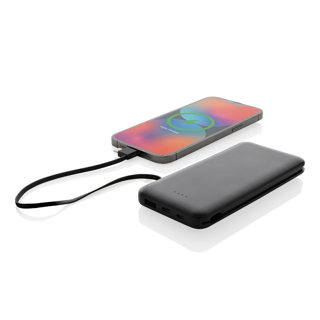 Powerbank personalizada RCS de plástico reciclado de 10.000 mAh con cable integrado - Tecnología - Regalo Promocional Personalizado - imagen 3