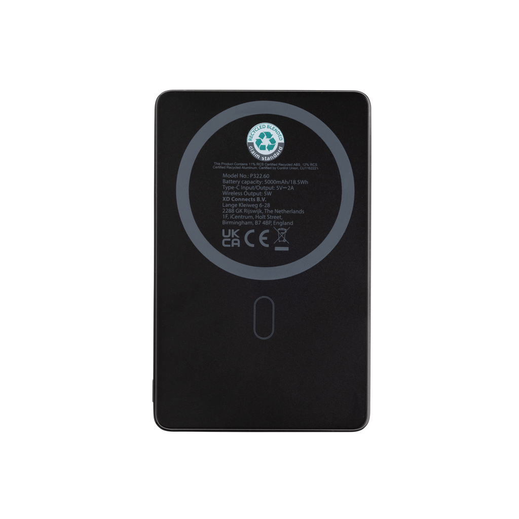 Powerbank personalizada Orion magnética de aluminio reciclado RCS de 5000 mAh - Tecnología - Regalo Promocional Personalizado - imagen 6