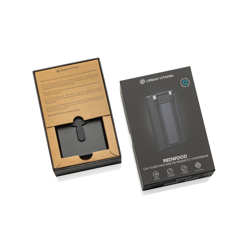 Powerbank magnético Urban Vitamin Redwood 5 en 1 - Tecnología - Regalo Promocional Personalizado - imagen 3