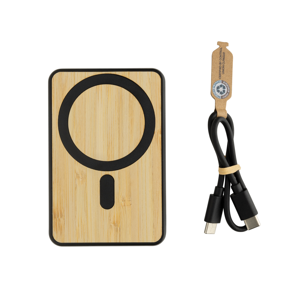 Powerbank mágnetica personalizada Zen RCS de bambú y plástico reciclado de 5000 mAh - Tecnología - Regalo Promocional Personalizado - vista alternativa
