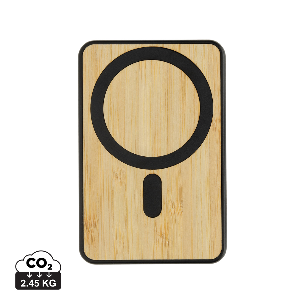 Powerbank mágnetica personalizada Zen RCS de bambú y plástico reciclado de 5000 mAh - Tecnología - Regalo Promocional Personalizado