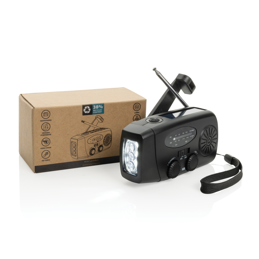 Radio de emergencia plástico reciclado RescueWave RCS - Tecnología - Regalo Promocional Personalizado - imagen 3