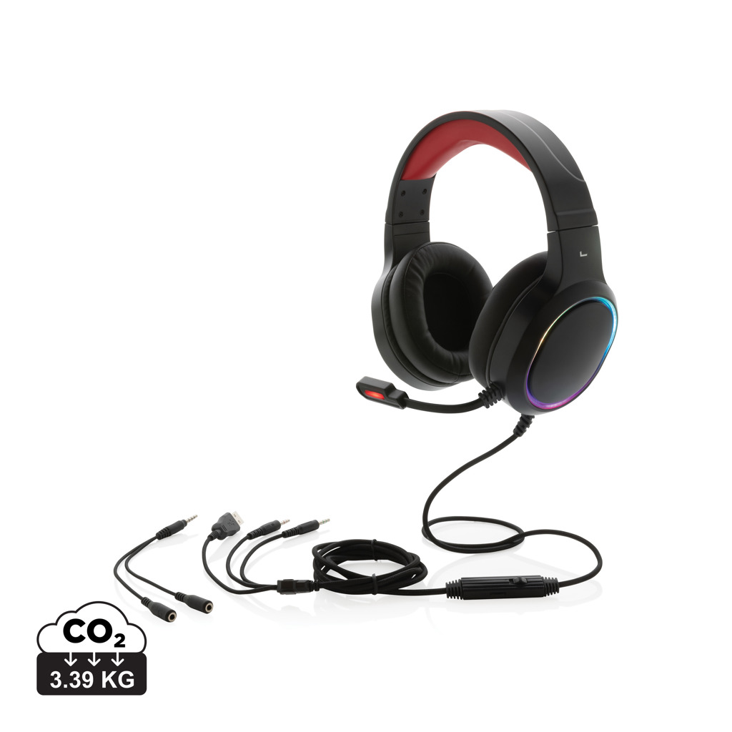Auriculares personalizados gaming RGB con cable tejido resistente - Tecnología - Regalo Promocional Personalizado