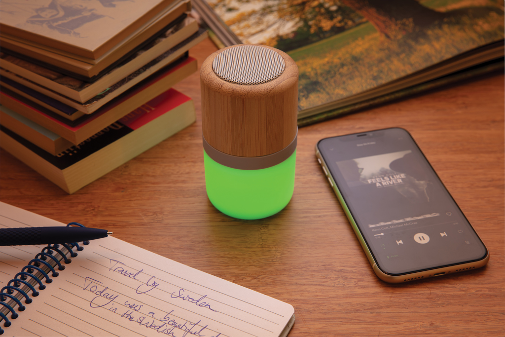 Altavoz Bambú con luz cambiante 3W - Tecnología - Regalo Promocional Personalizado - imagen 10