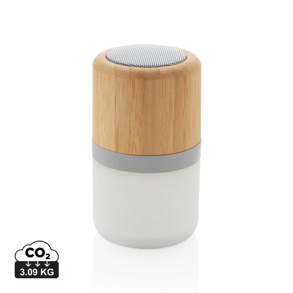 Altavoz inalámbrico personalizado de bambú con luz cambiante de 3W - Tecnología - Regalo Promocional Personalizado