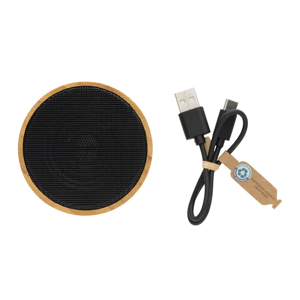 Altavoz inalámbrico personalizado de bambú FSC y ABS reciclado RCS de 3W con LED - Tecnología - Regalo Promocional Personalizado - imagen 4