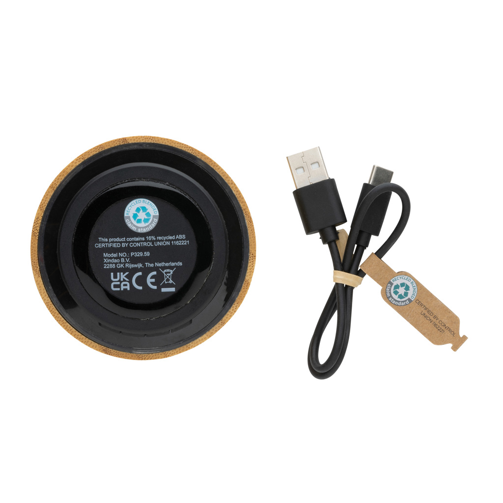 Altavoz inalámbrico personalizado de bambú FSC y ABS reciclado RCS de 3W con LED - Tecnología - Regalo Promocional Personalizado - imagen 5
