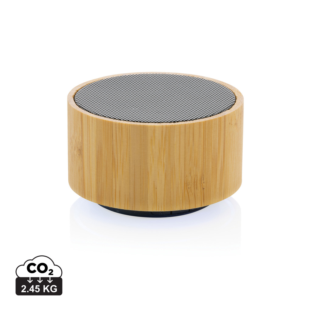 Altavoz inalámbrico personalizado de bambú FSC y ABS reciclado RCS de 3W con LED