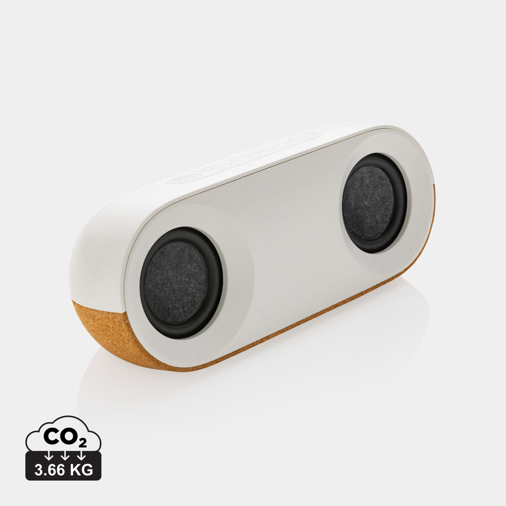 Altavoz personalizado Oregon de corcho FSC y ABS reciclado RCS de 10W - Tecnología - Regalo Promocional Personalizado