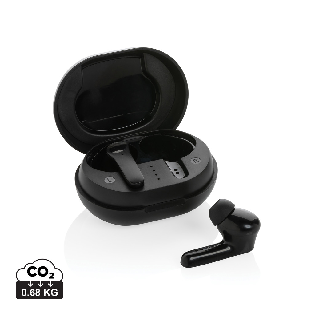 Auriculares personalizados TWS de ABS reciclado RCS con BT 5.0 y estuche carga - Tecnología - Regalo Promocional Personalizado