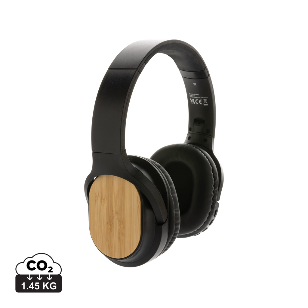 Auriculares inalámbricos personalizados Elite plegables RCS con bambú FSC y BT 5.1 - Tecnología - Regalo Promocional Personalizado