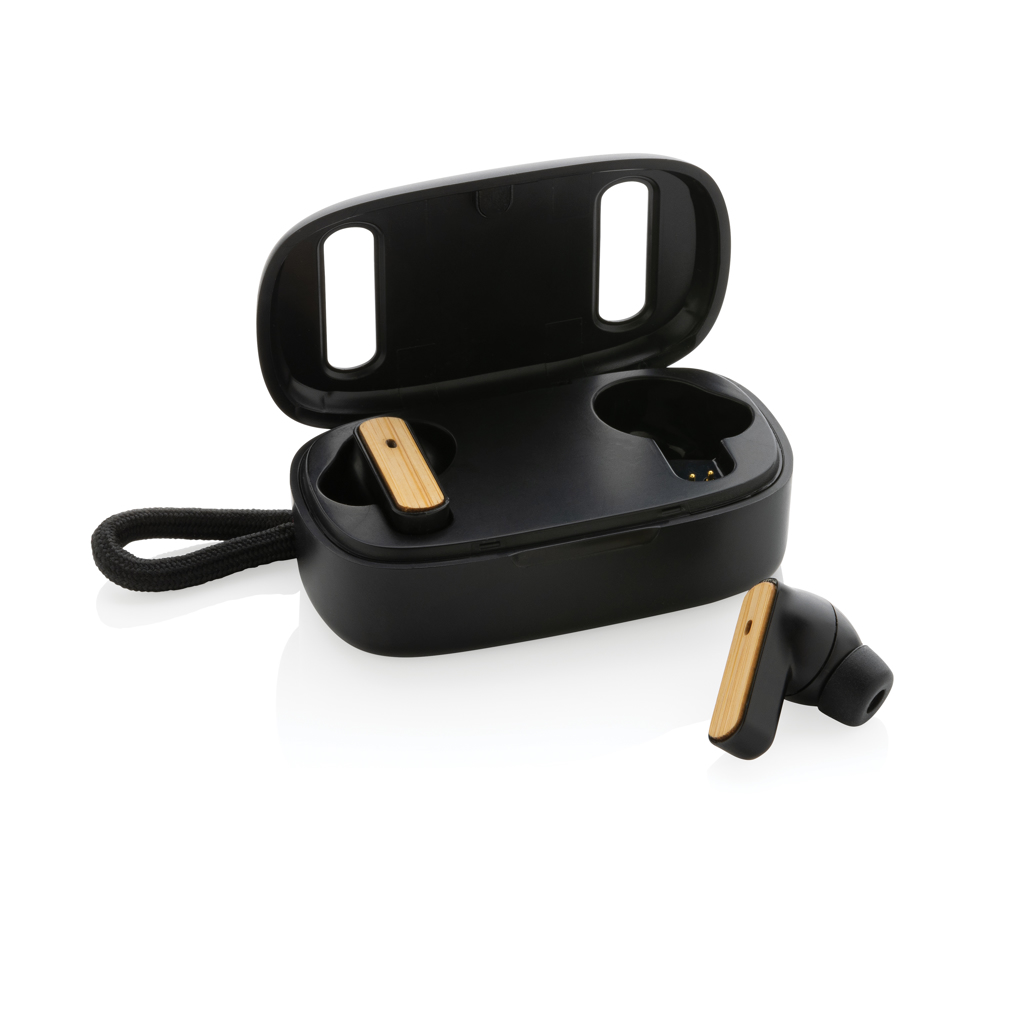 Auriculares personalizados TWS de bambú FSC y plástico reciclado RCS - Tecnología - Regalo Promocional Personalizado - vista alternativa